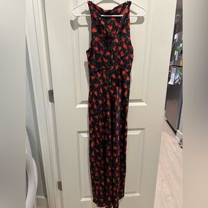 Floral Black and Red Maxi dress